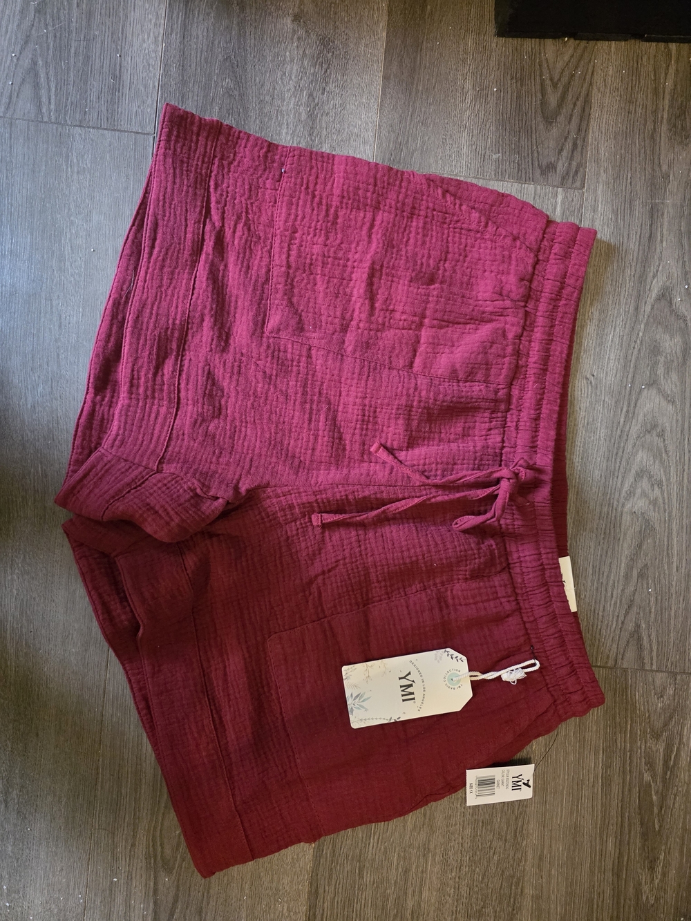 YMI Women's Wine High-Rise Drawstring Shorts